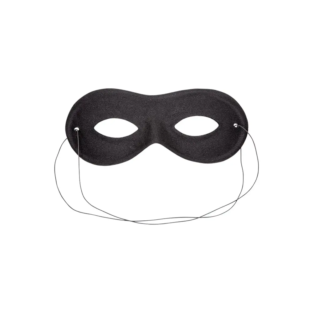 Adults Black Bandit Eye Mask Lone Ranger Burglar Thief Fancy Dress 1