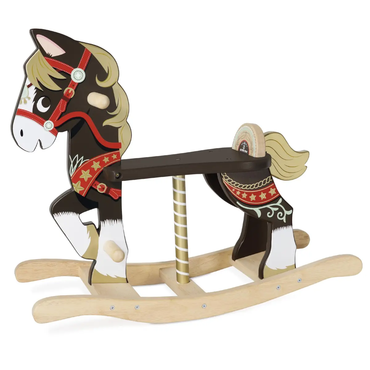 Le Toy Van Fairground Rocking Horse Black Gold Wooden Seat Age 12M+ 2