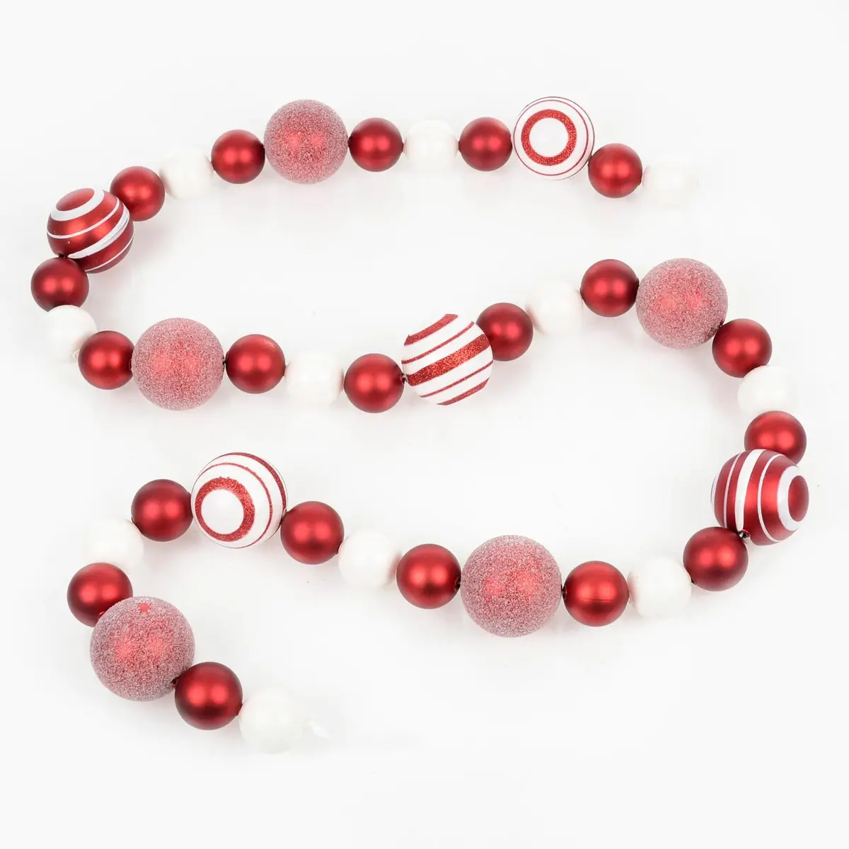 Modern Christmas Bauble Garland Red White Mantle Decoration 1.8M 1