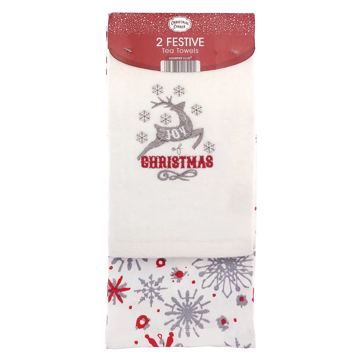 Pack Of 2 Christmas Tea Towels Embroidered Cotton Dish Drying Cloths 1