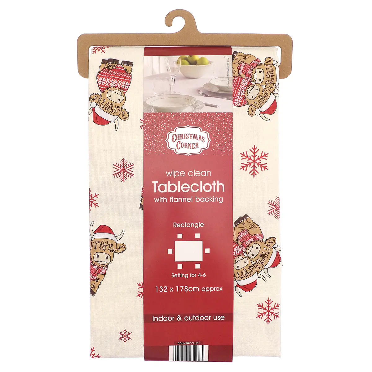 Christmas Tablecloth Wipe Clean Peva With Flannel Back 132X178cm 1