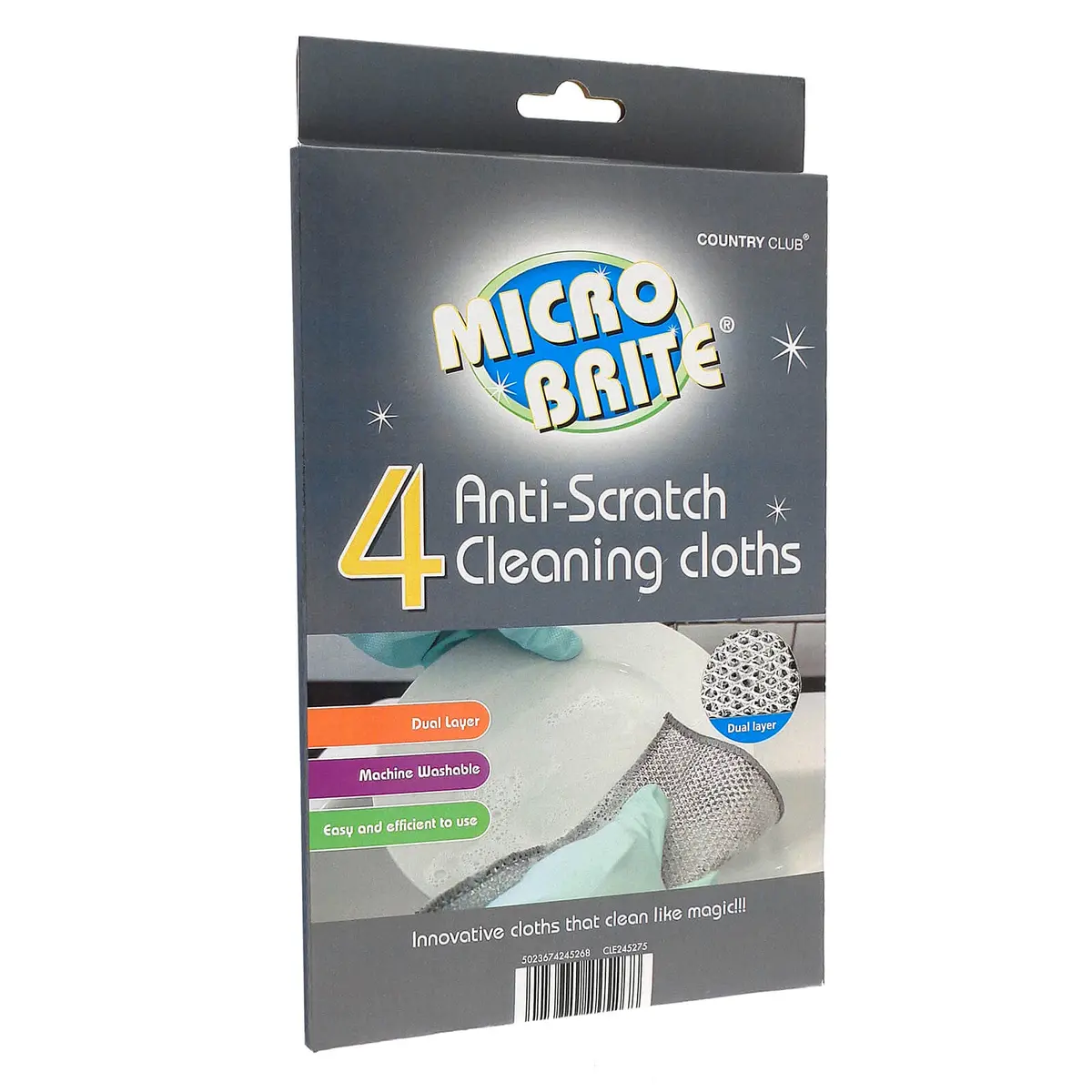Pack Of 4 Anti-Scratch Cleaning Cloth Heavy Duty Dual Layer 1
