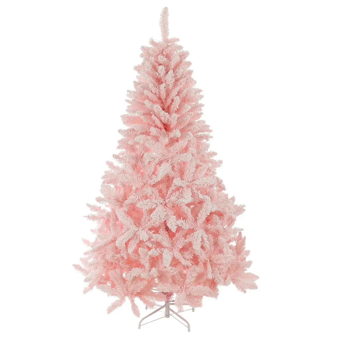 Mr Crimbo 6Ft Pink Snowy Flocked Branch Unlit Christmas Tree Pvc Tips 1