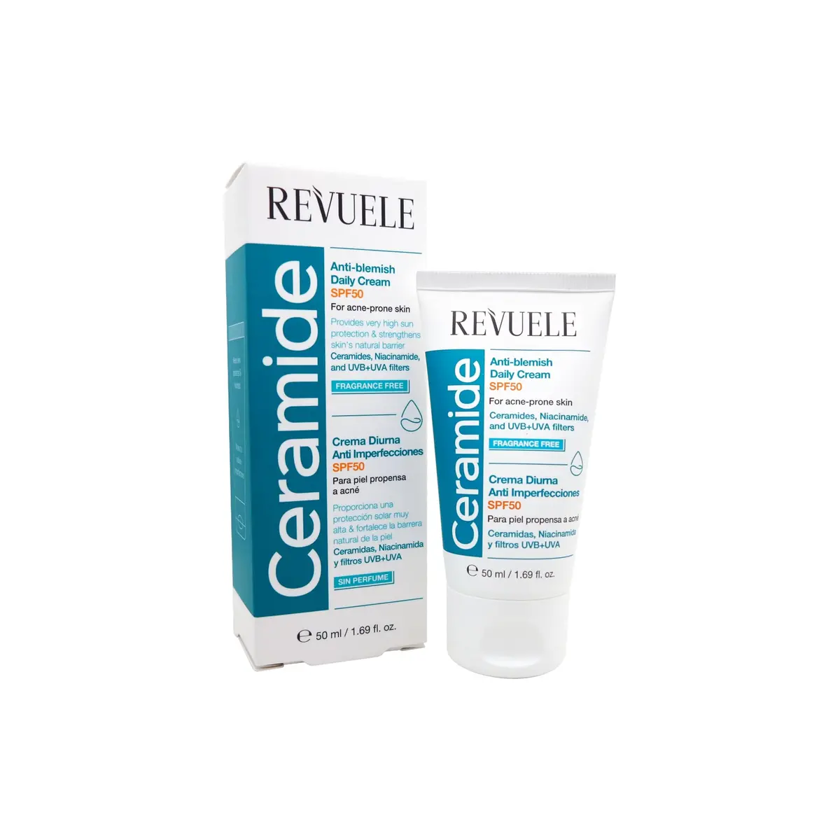 Ceramide Crema Hidratante Facial Anti Imperfecciones Spf50 - Revuele 1