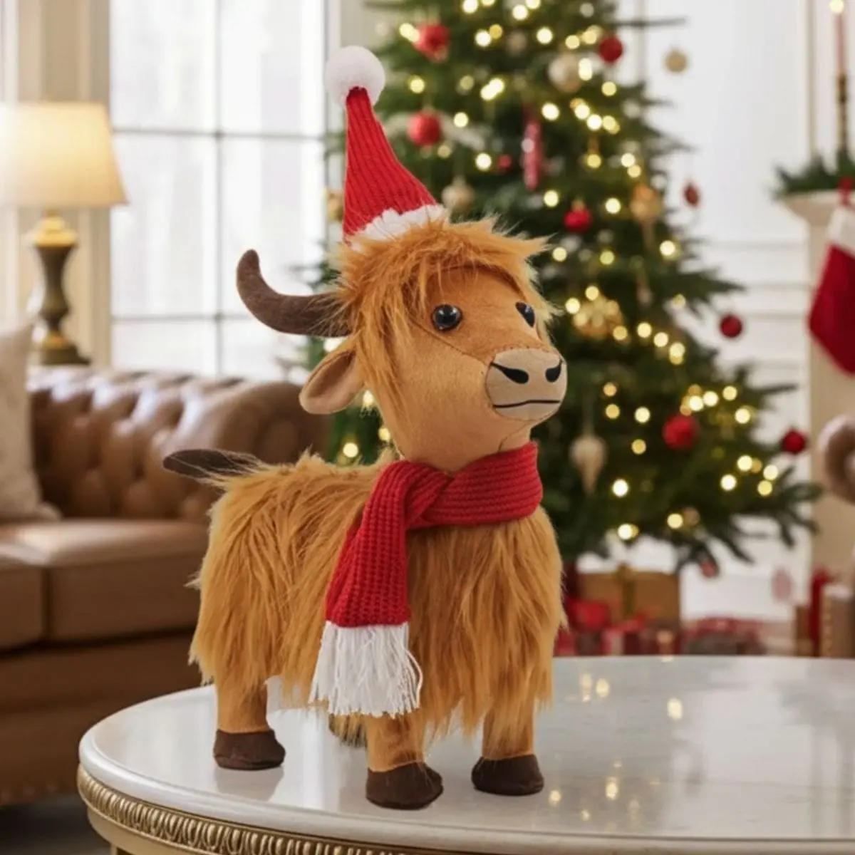 Christmas Animated Walking Dancing Highland Cow Hat Musical Figure 1