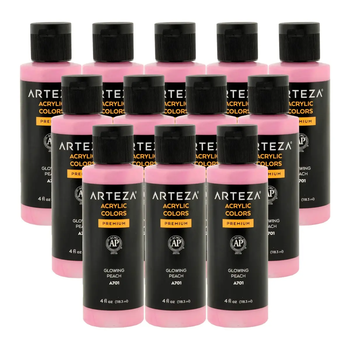 Bulk Pack Of 12 Arteza Iridescent Acrylic Paint A701 Glowing Peach 118Ml 1
