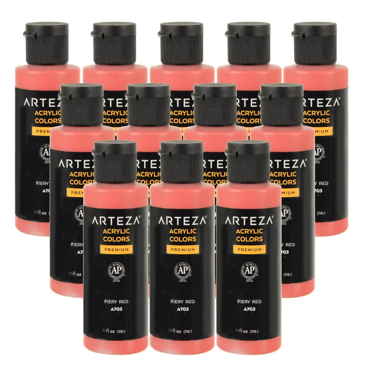 Bulk Pack Of 12 Arteza Iridescent Acrylic Paint A703 Fiery Red 118Ml 1