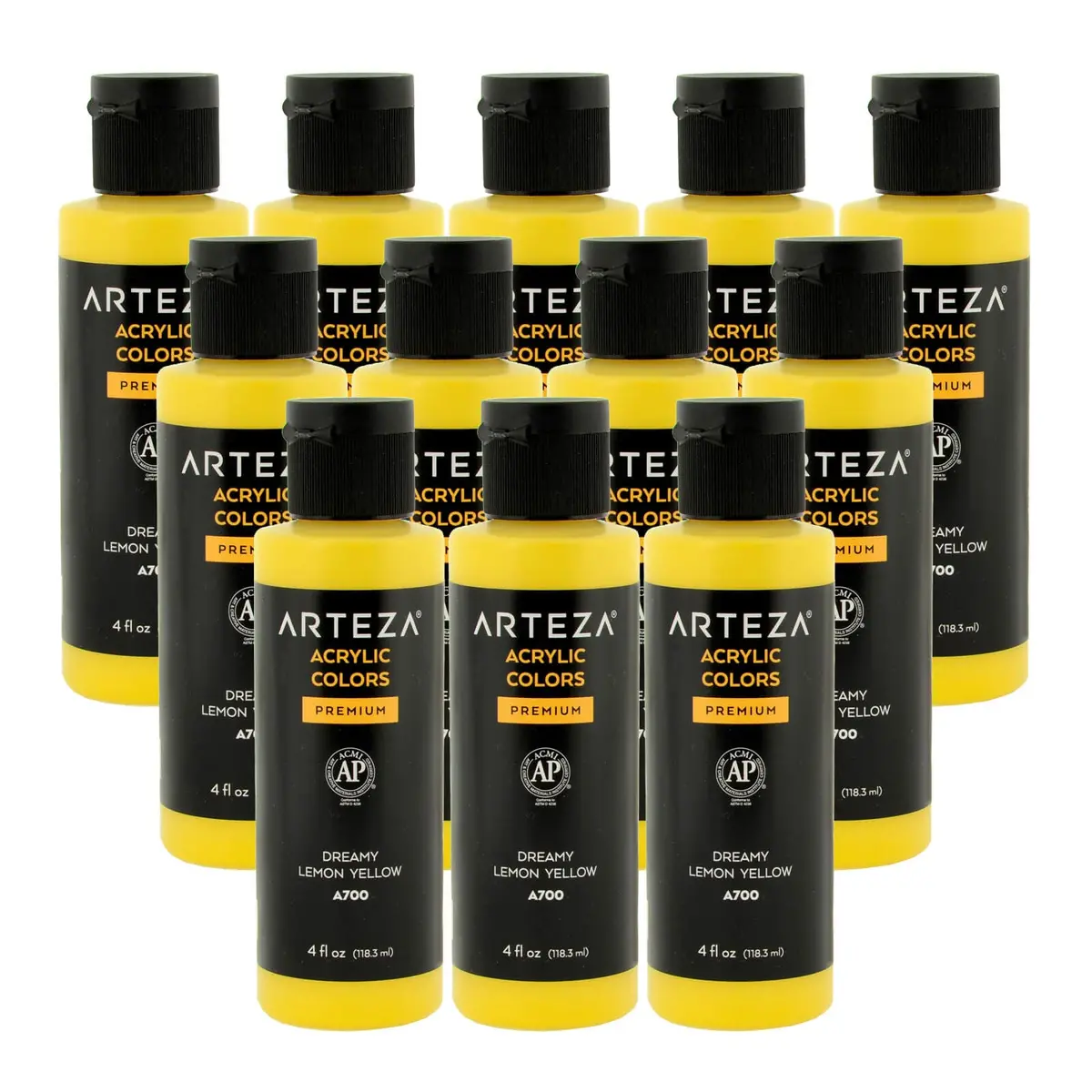Bulk Pack Of 12 Arteza Iridescent Acrylic Paint A700 Lemon Yellow 118Ml 1