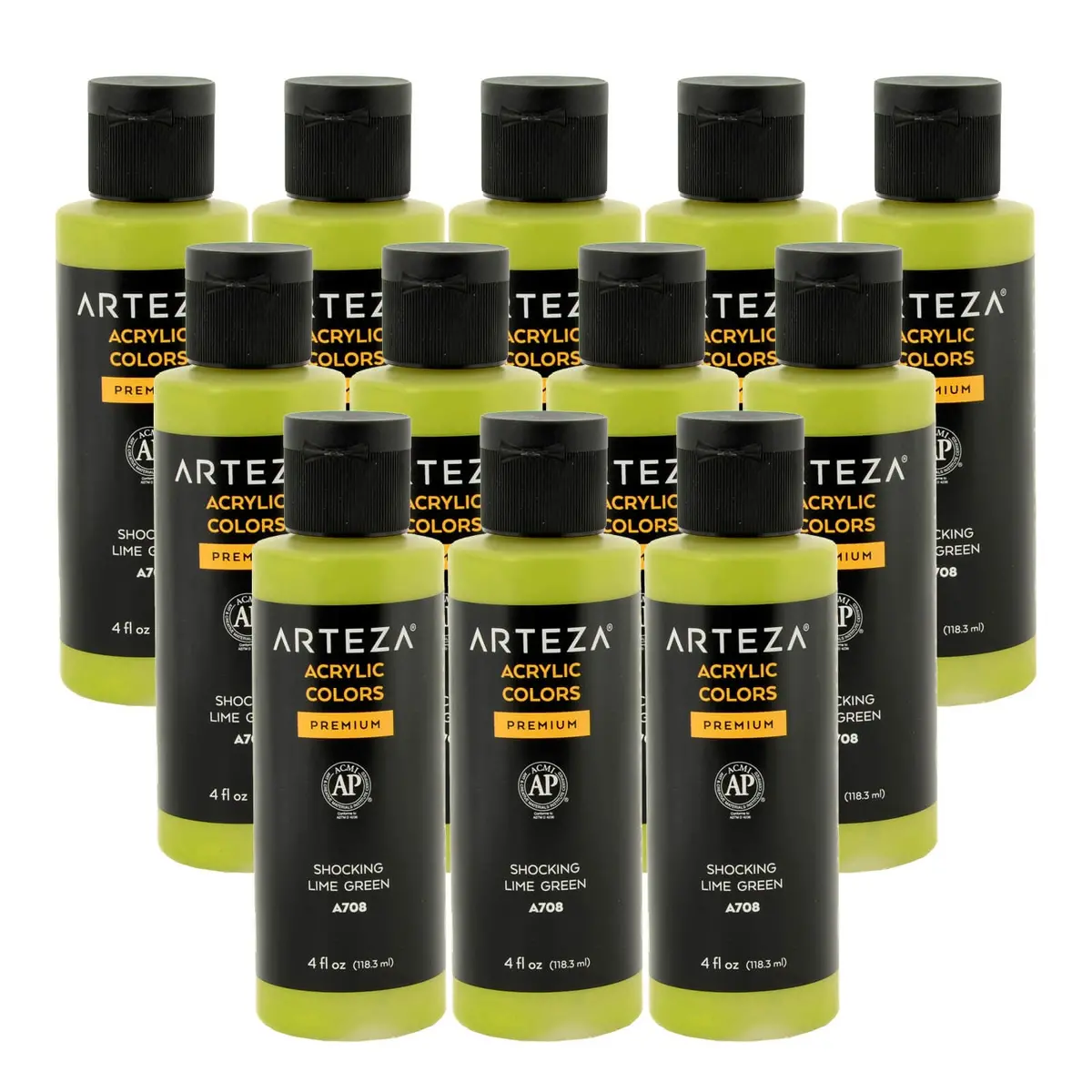 Bulk Pack Of 12 Iridescent Acrylic Paint A708 Shocking Lime Green 118Ml 1