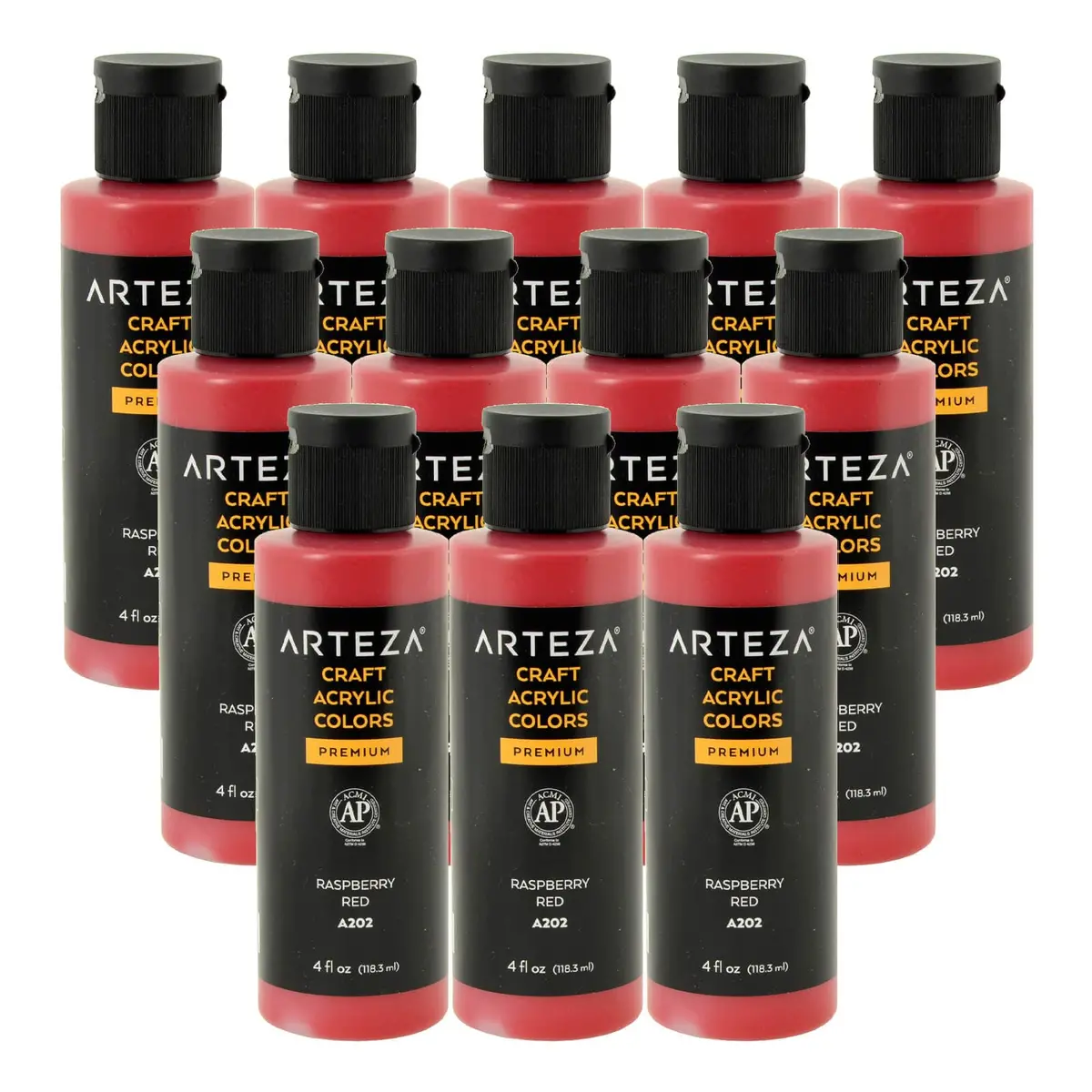 Bulk Pack Of 12 Arteza Craft Acrylic Paint A202 Raspberry Red 118Ml 1