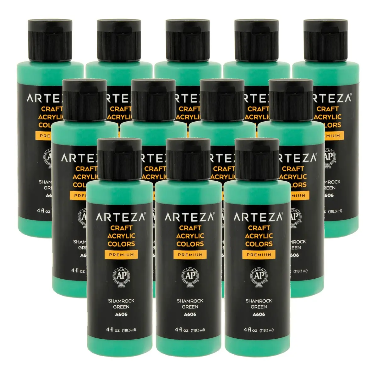 Bulk Pack Of 12 Arteza Craft Acrylic Paint A606 Shamrock Green 118Ml 1