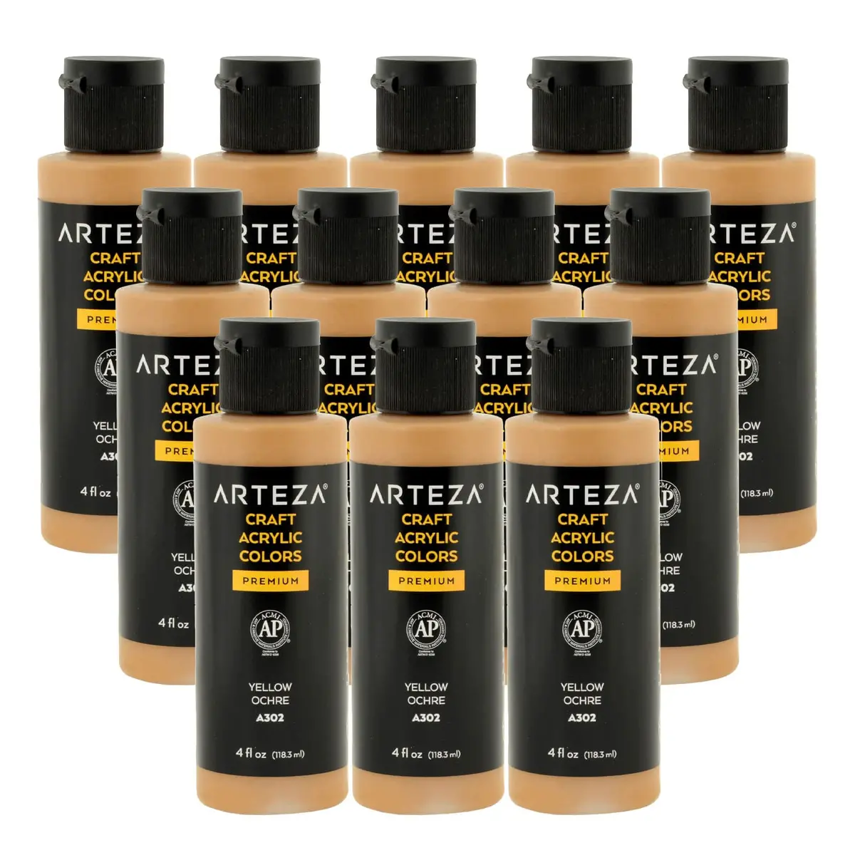 Bulk Pack Of 12 Arteza Craft Acrylic Paint A302 Yellow Ochre 118Ml 1