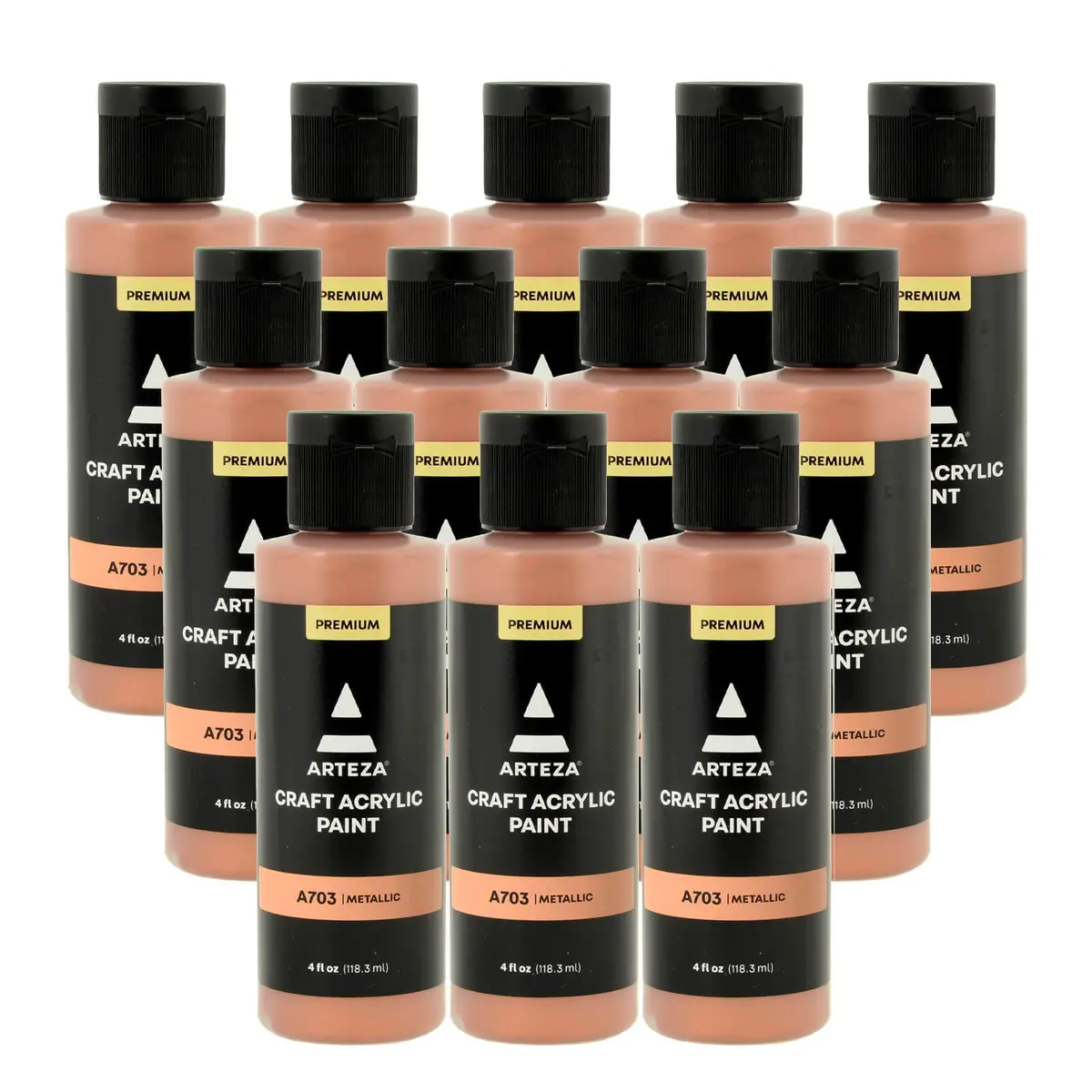 Bulk Pack Of 12 Arteza Craft Acrylic Paint A703 Metallic Bronze 118Ml 1