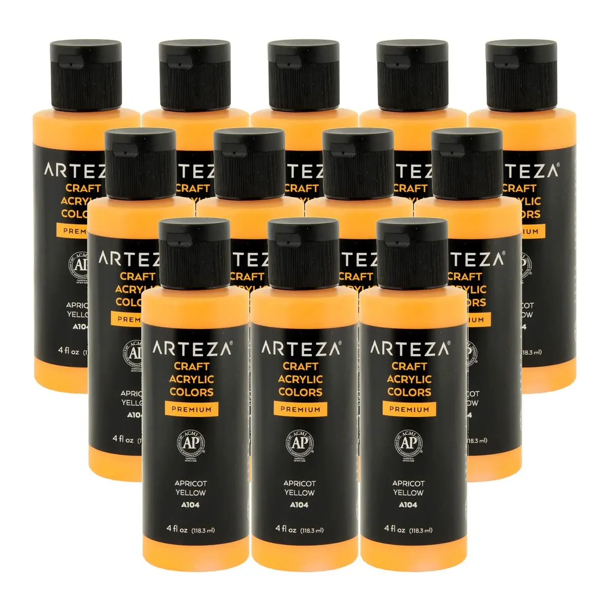 Bulk Pack Of 12 Arteza Craft Acrylic Paint A104 Apricot Yellow 118Ml 1