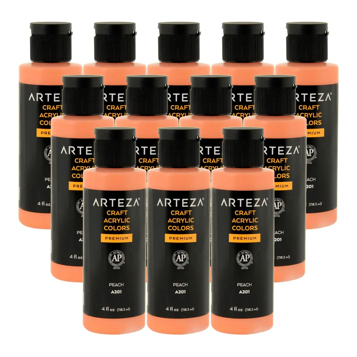 Bulk Pack Of 12 Arteza Craft Acrylic Paint A201 Peach 118Ml 1