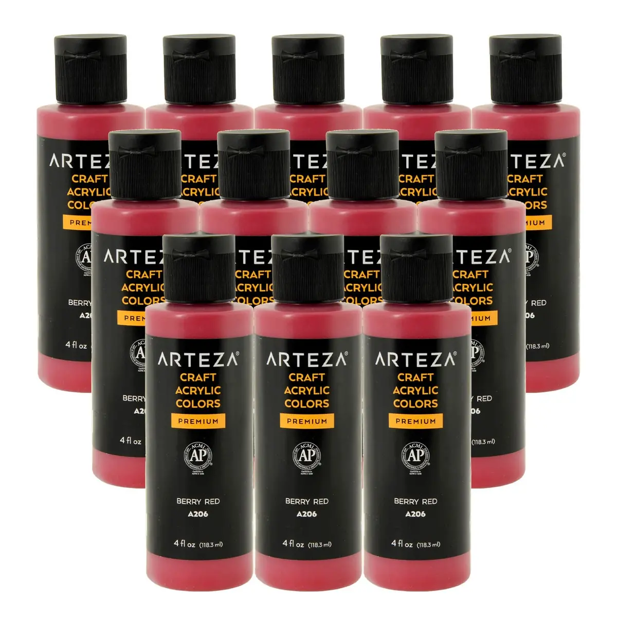 Bulk Pack Of 12 Arteza Craft Acrylic Paint A206 Berry Red 118Ml 1