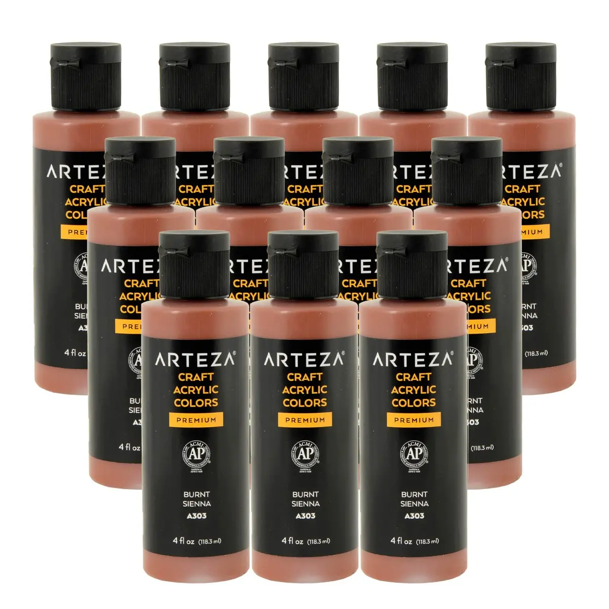 Bulk Pack Of 12 Arteza Craft Acrylic Paint A303 Burnt Sienna 118Ml 1
