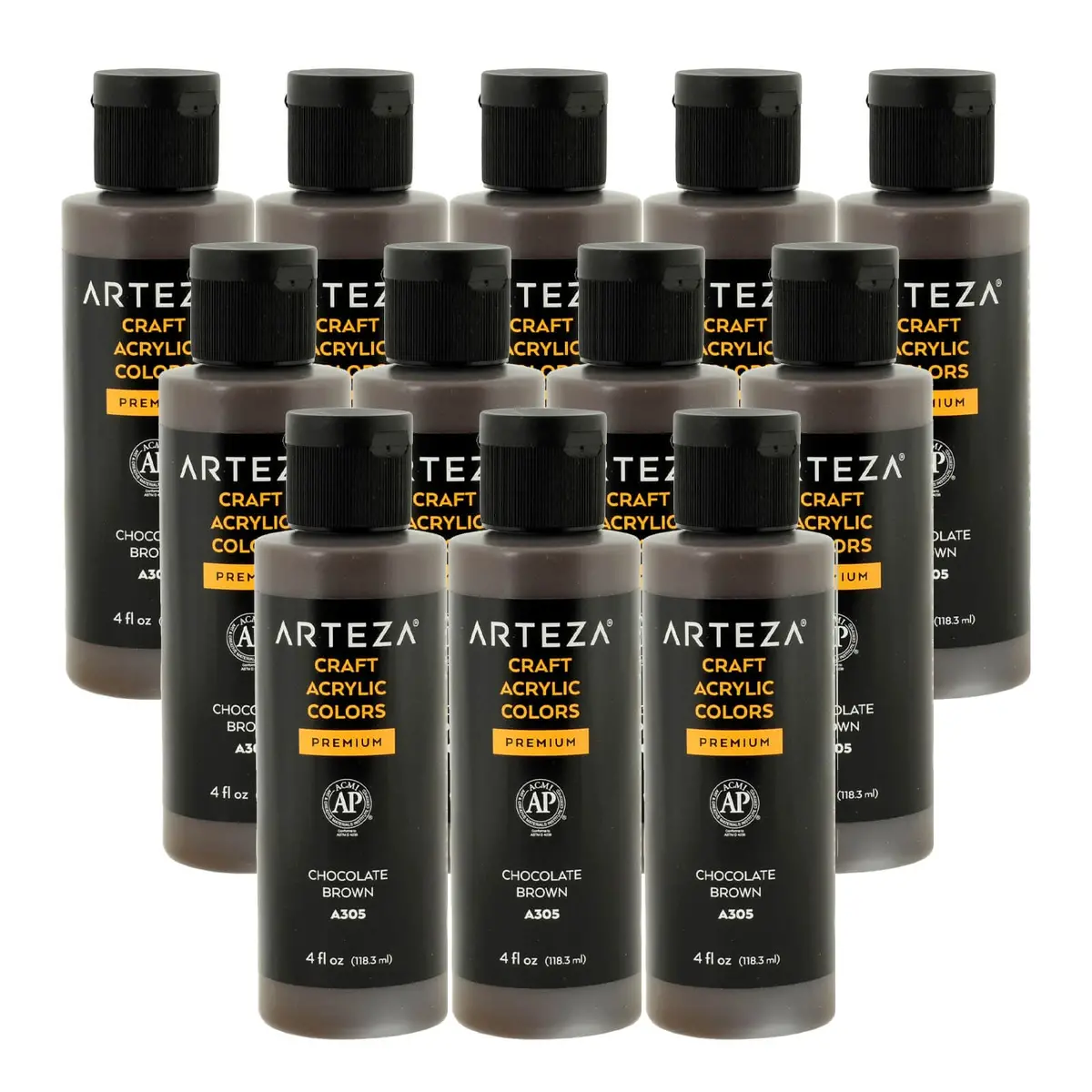 Bulk Pack Of 12 Arteza Craft Acrylic Paint A305 Chocolate Brown 118Ml 1