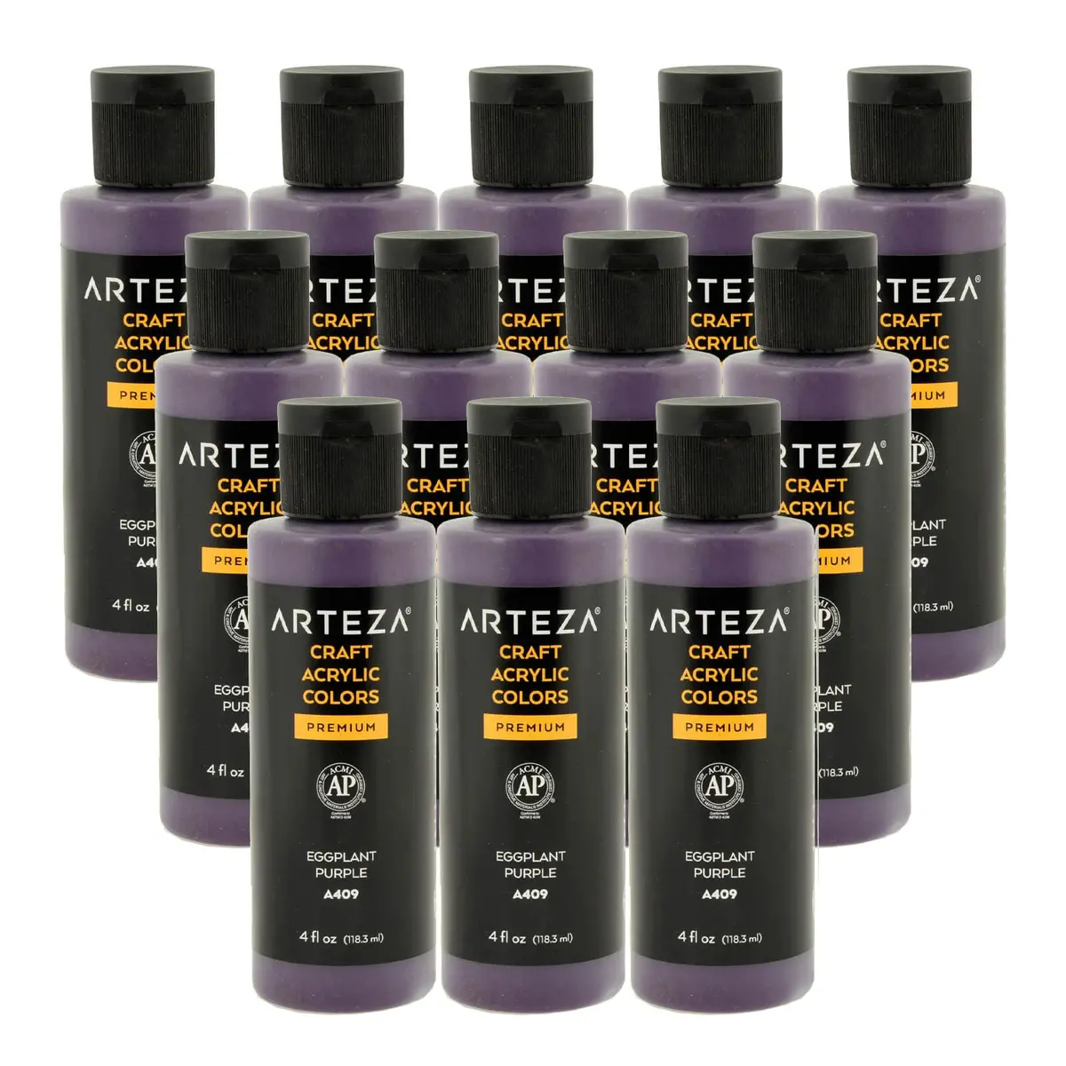 Bulk Pack Of 12 Arteza Craft Acrylic Paint A409 Eggplant Purple 118Ml 1