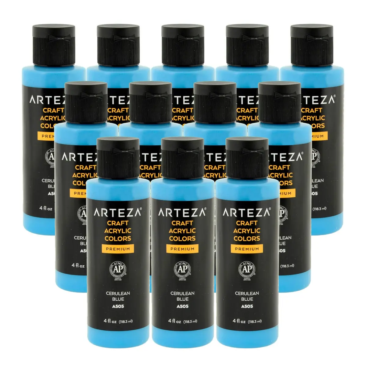 Bulk Pack Of 12 Arteza Craft Acrylic Paint A505 Cerulean Blue 118Ml 1