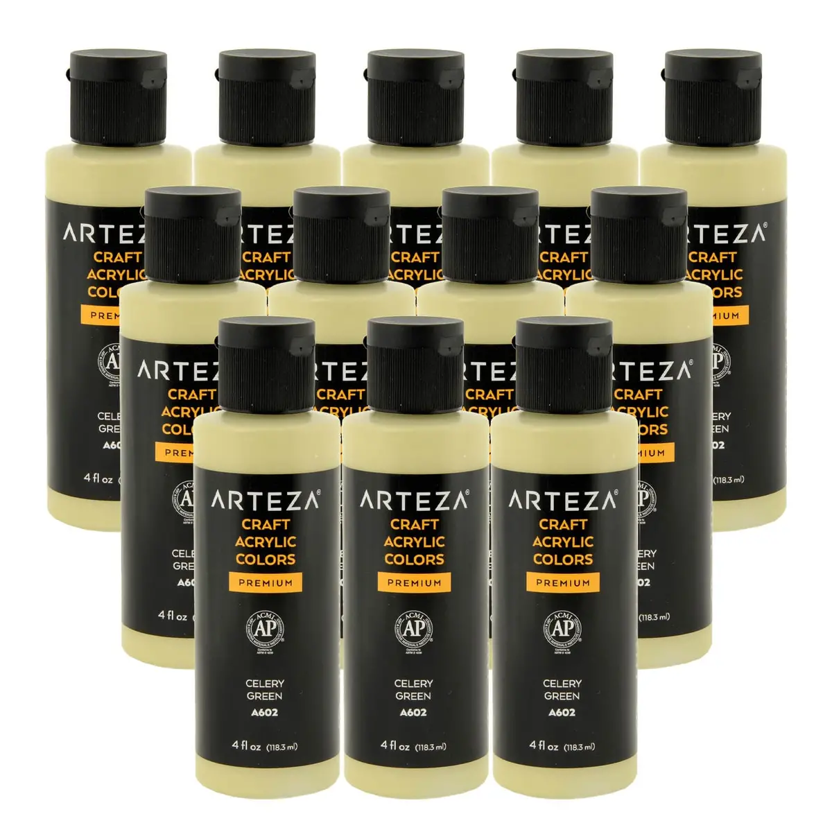 Bulk Pack Of 12 Arteza Craft Acrylic Paint A602 Celery Green 118Ml 1