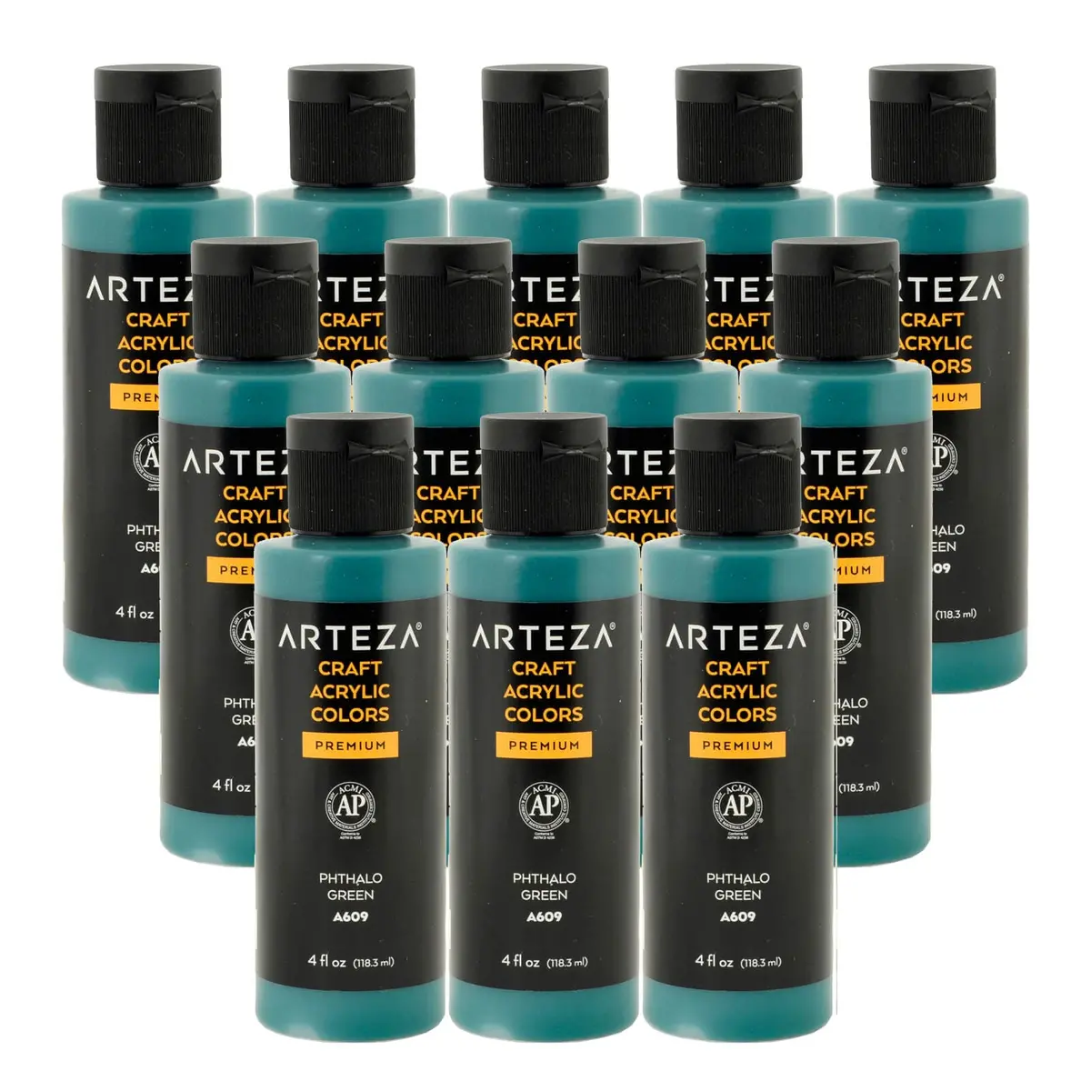 Bulk Pack Of 12 Arteza Craft Acrylic Paint A609 Phthalo Green 118Ml 1