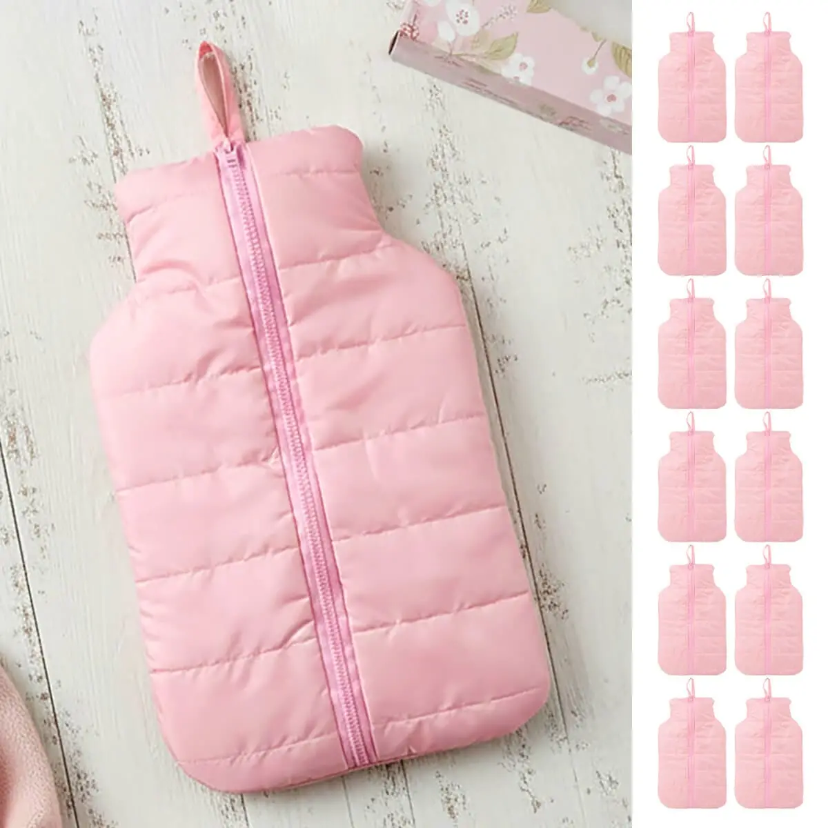 Bulk Pack Of 12 Padded Puffer Jacket Cover Hot Water Bottle 2 Litre 1