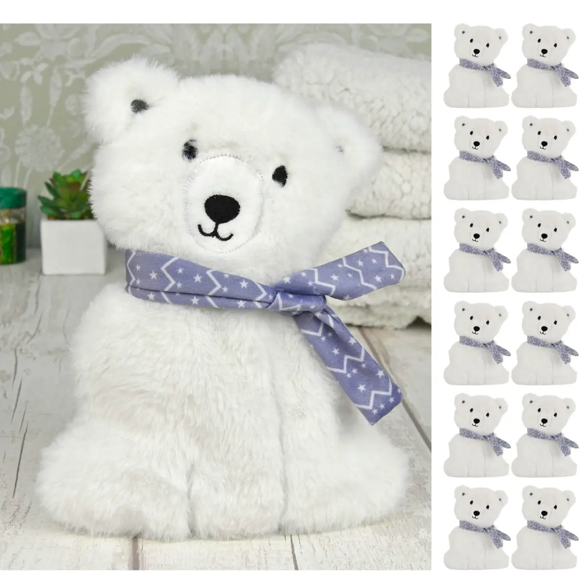 Bulk Pack Of 12 Polar Bear Heat Pack Microwave Beads Padded Fleece 25Cm 1