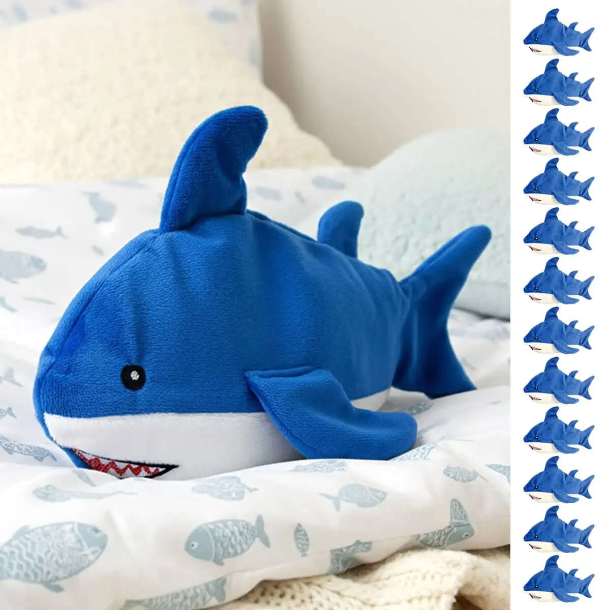Bulk Pack Of 12 Blue Shark Heat Pack Microwave Padded Fleece 26Cm 1