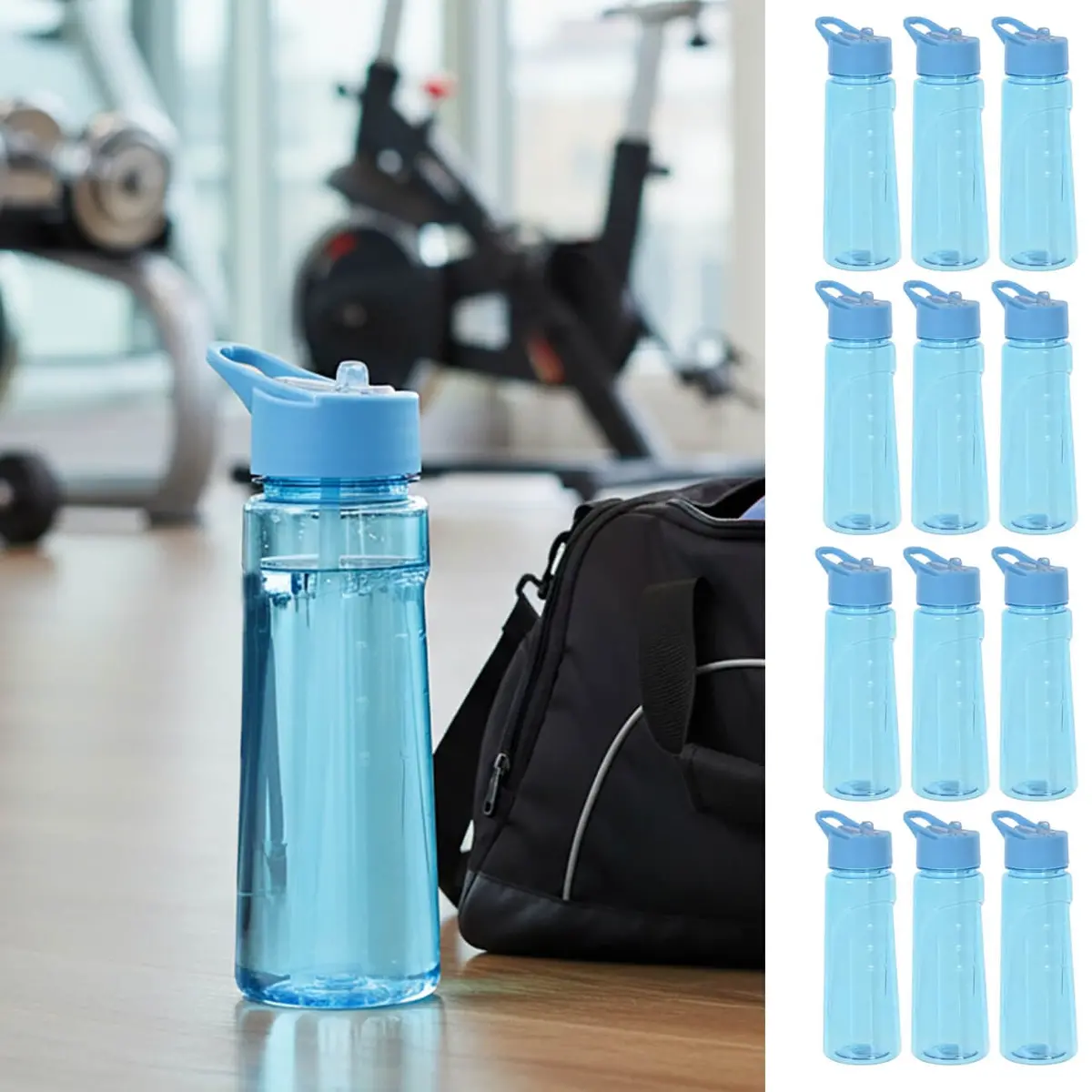 Bulk Pack Of 12 Tritan Water Bottles Flip Spout Gym Reusable 750Ml 1