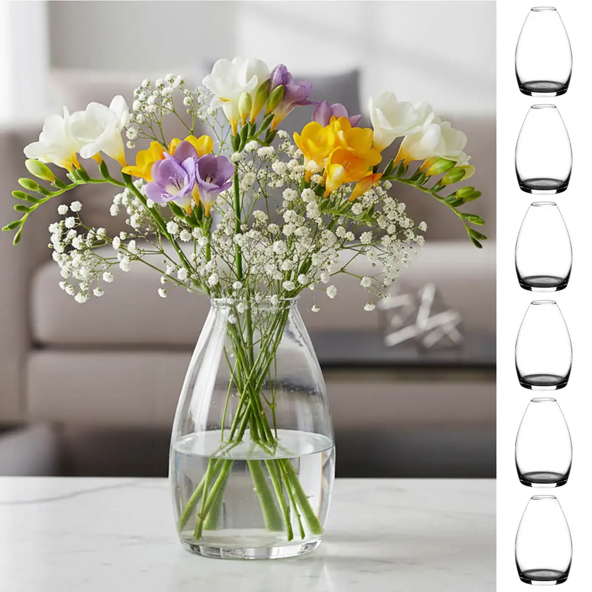 Bulk Pack Of 6 Freesia Flower Vase Clear Glass Small Posy 13Cm 1