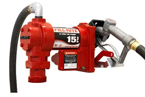 Fill-Rite Fr1210g 12V 15 Gpm (57 Lpm) Fuel Transfer Pump With Discharge Hose, Manual Nozzle, Suction Pipe, Red 1