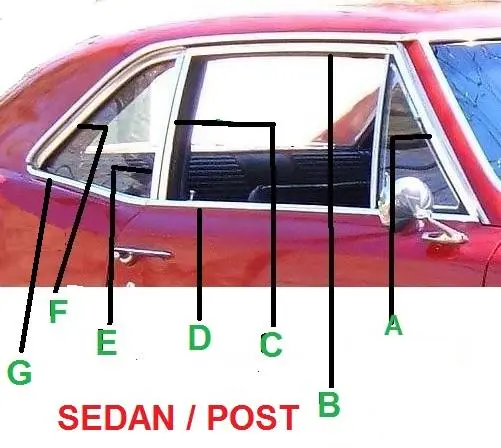 Door Frame Molding, Front Right 66-7 A-Body, 2 Dr Post 1