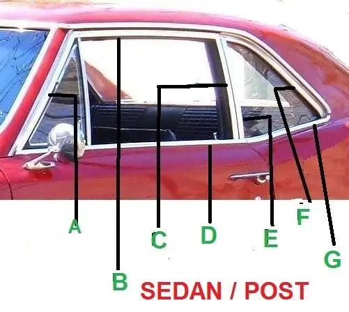 Door Frame Molding, Left Front 66-7 A-Body Post 1