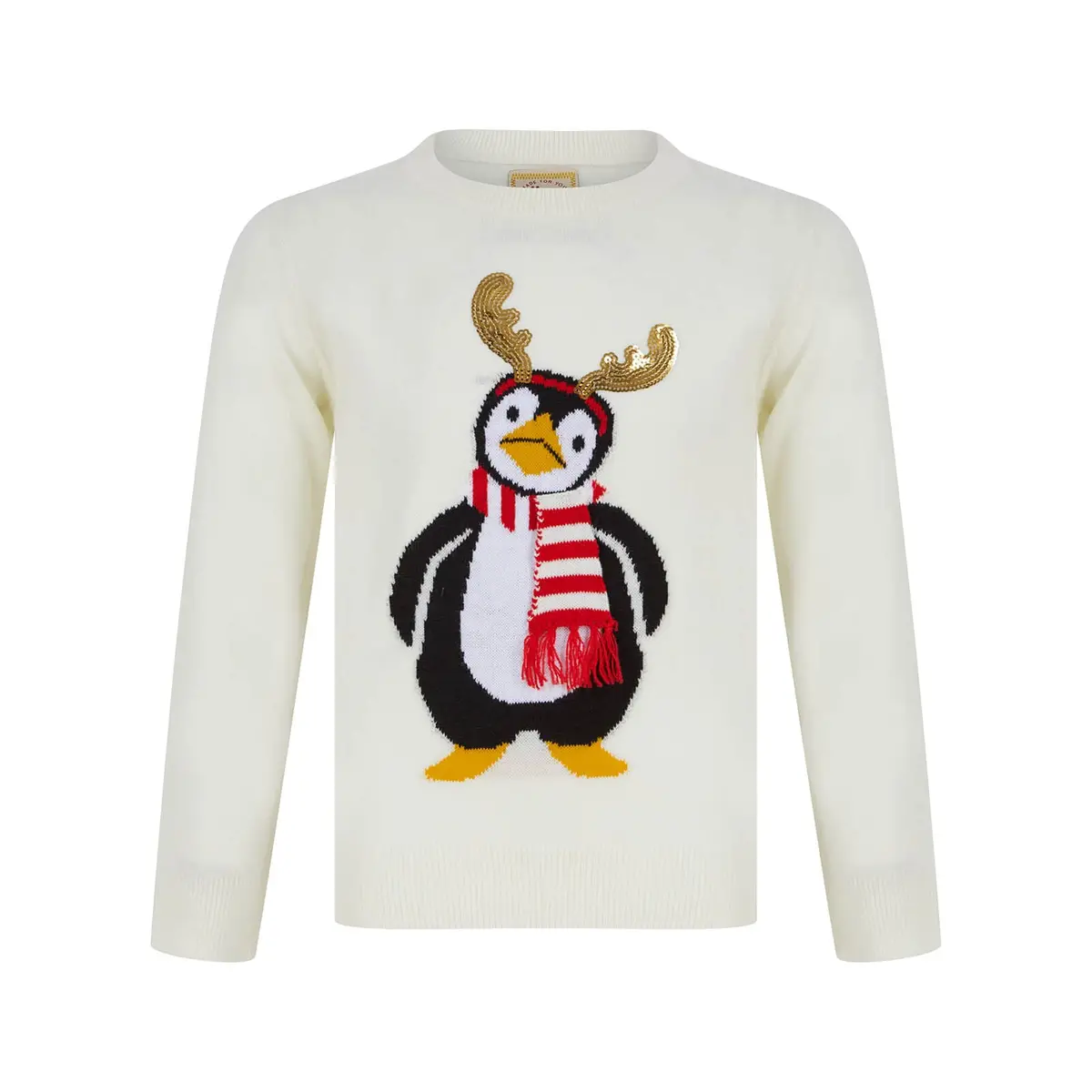 Kids Sequin Reindeer Penguin Christmas Jumper 1