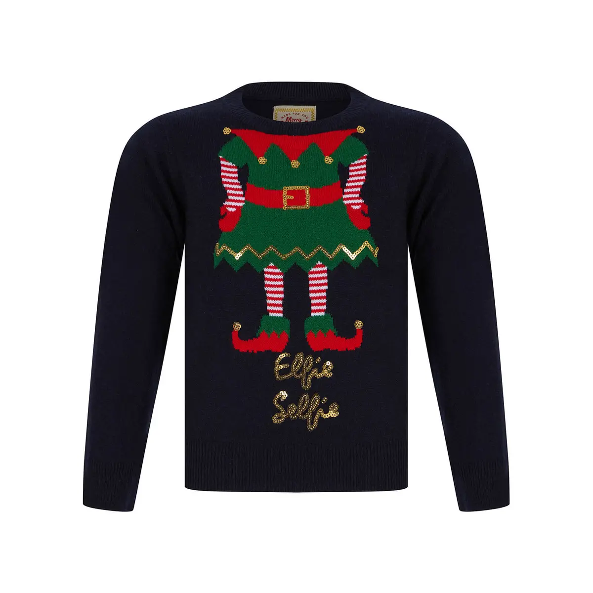 Kids Elfie Selfie Christmas Jumper 1