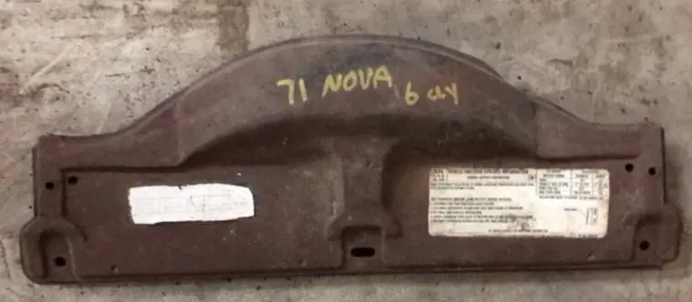 Radiator Holddown Panel ,6 Cyl Used 68-72 Nova 1