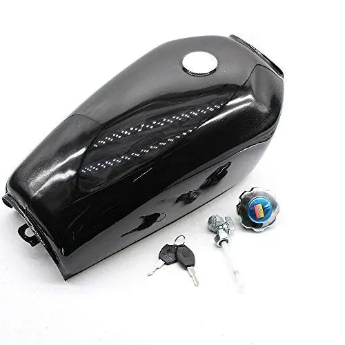 4-Colors Motorcycle Silver Fuel Gas Tank For Honda Cg125 Cafe Racer 2.4Gallon 9L[Gloss Black] (Gloss Black) 1