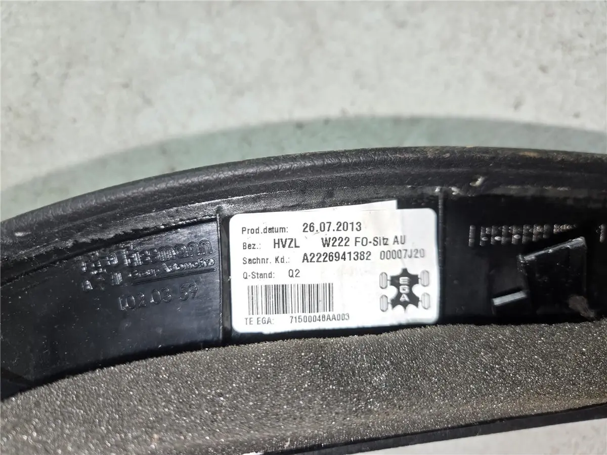 18-20 Mercedes S560 W222 Rear Left Driver Seat Trim Cover Panel A2226941382 Oem 1