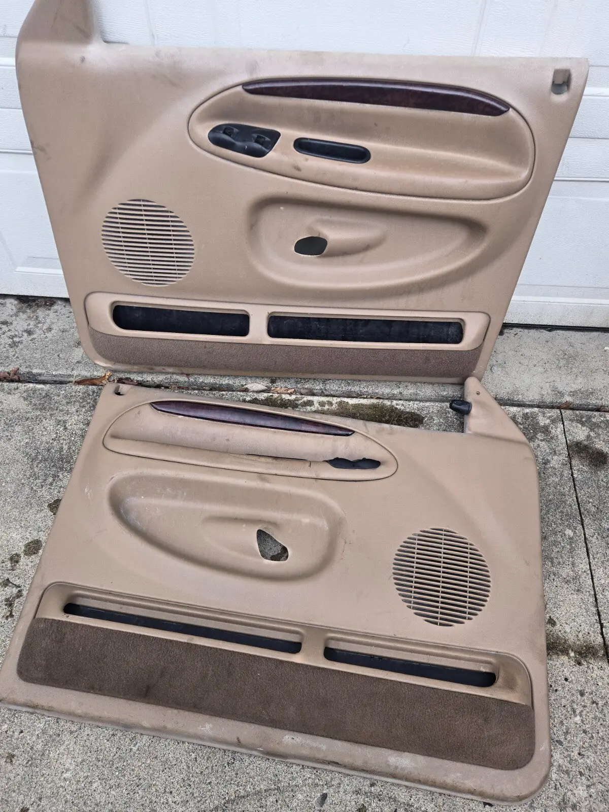 98 - 02 Dodge Ram Power Front Leather Left Right Door Trim Panels Panel Set Oem 1