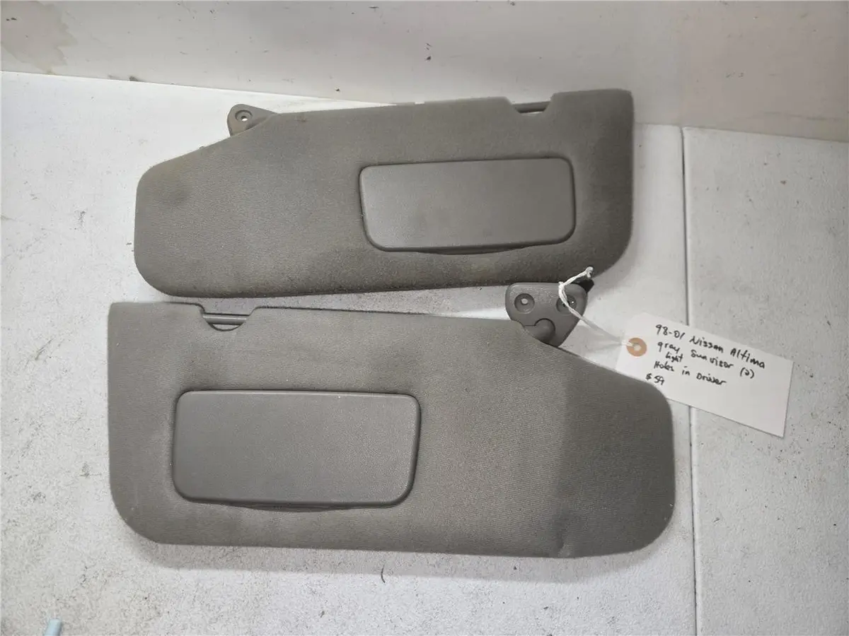1998 - 2001 Nissan Altima Gray Sun Visor (2) Holes In Driver Side Oem 1