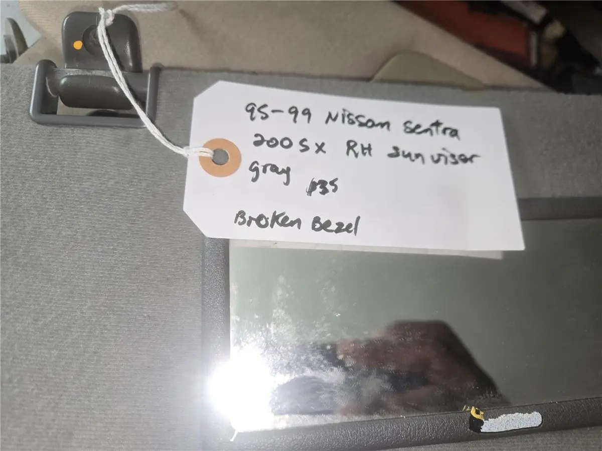 1995 - 1999 Nissan Sentra 200 Sx Right Sun Visor Gray W/Broken Bezel Oem 1