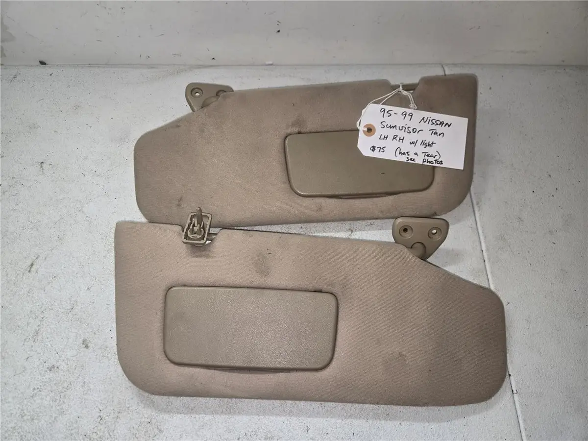 1995 - 1999 Nissan Sun Visor Tan Left & Right (Has A Tear See Photos) Oem 1