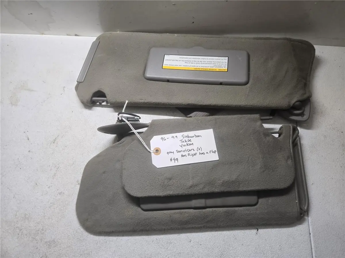 1996 - 1999 Suburban Tahoe Yukon Gray Sun Visor (2) Oem 1