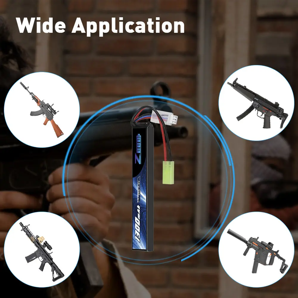 Zeee 2S Lipo Battery 1300Mah 7.4V 25C Airsoft Stick Battery With Mini Tamiya Connector For Airsoft Guns Rifle 5