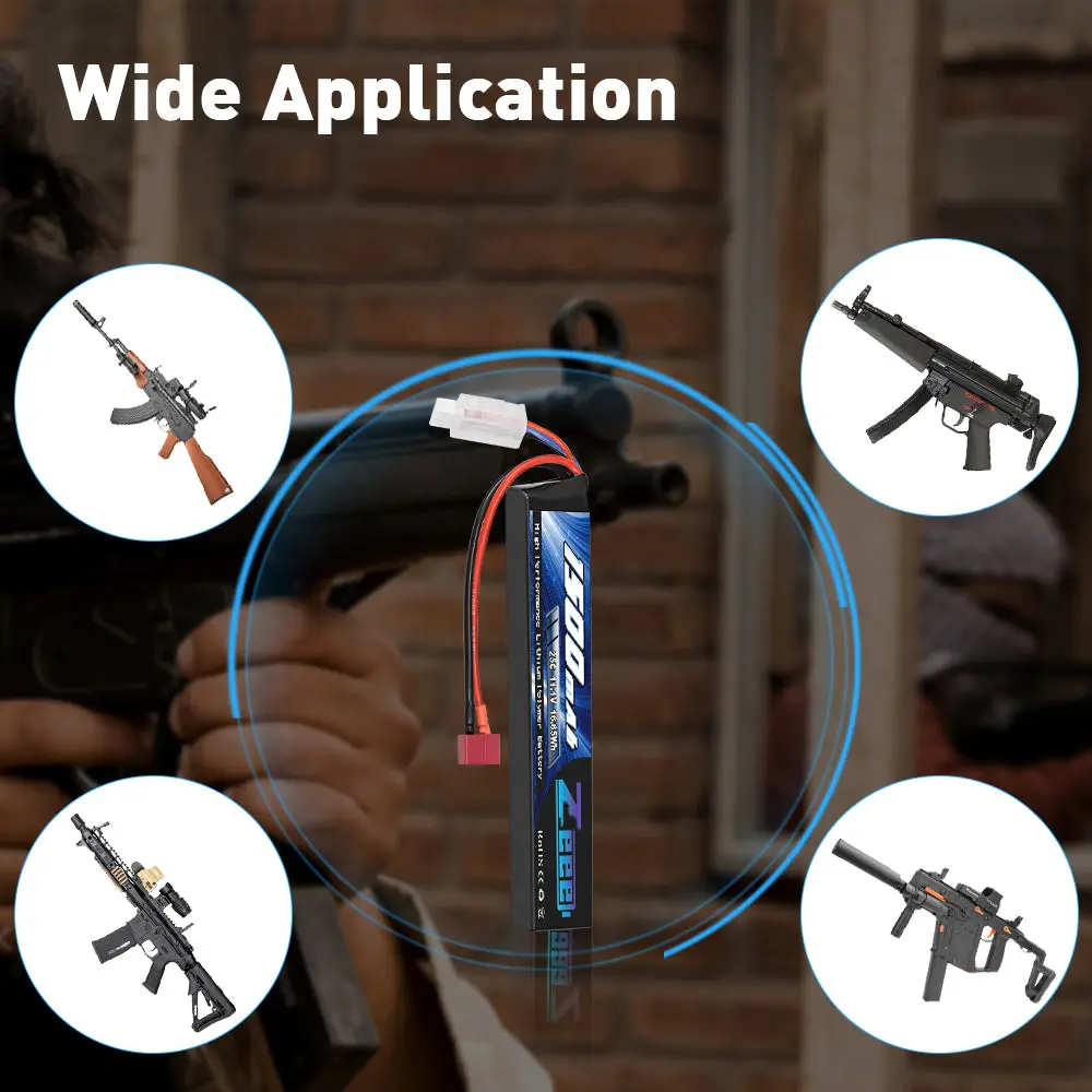 Zeee 3S Airsoft Lipo Battery 1500Mah 11.1V 25C 3S Stick Battery With Deans T Plug And Jst Xh Connector For Airsoft Models Guns Rifle 5