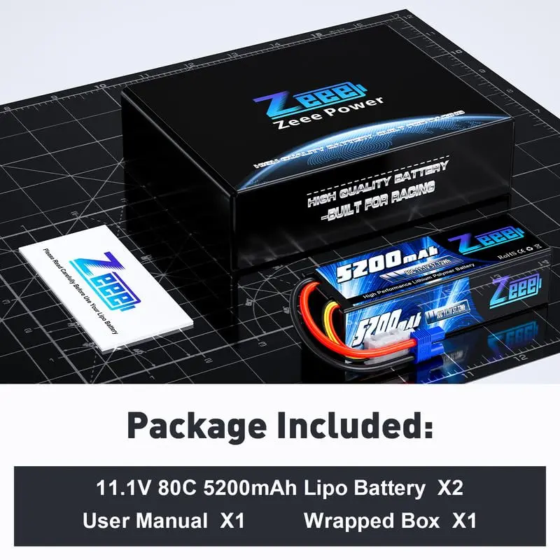 Zeee 3S Lipo Battery 5200Mah 11.1V 80C With Ec3 Plug Hard Case For Rc Car Racing Models(2 Pack) 6