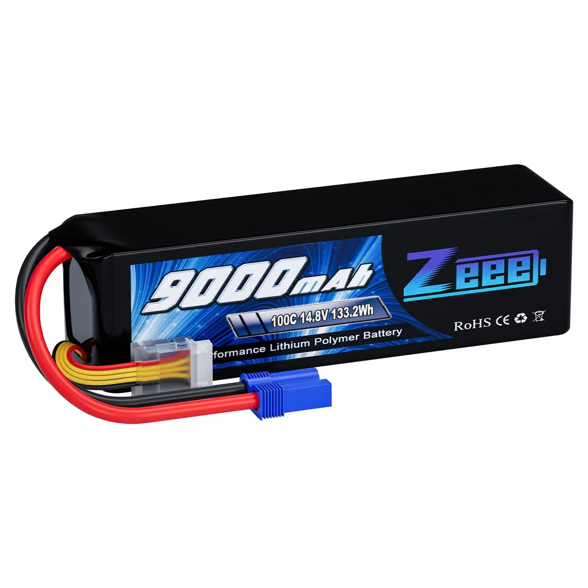 Zeee 4S Lipo Battery 9000Mah 14.8V 100C Rc Lipos Ec5 Connector With Metal Plates Compatible For Xmaxx Rc Car Rc Truck Rc Tank Rc Models 1