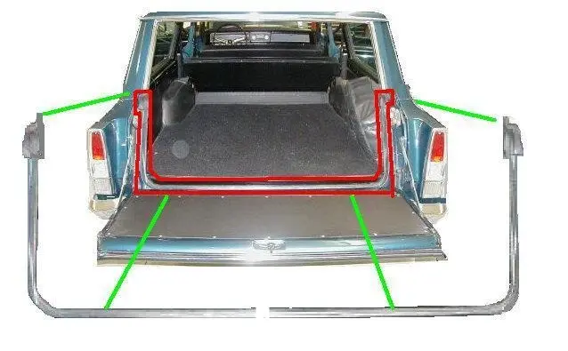 Tailgate Weatherstrips ,New Pair 65-68 Impala Catalina 1