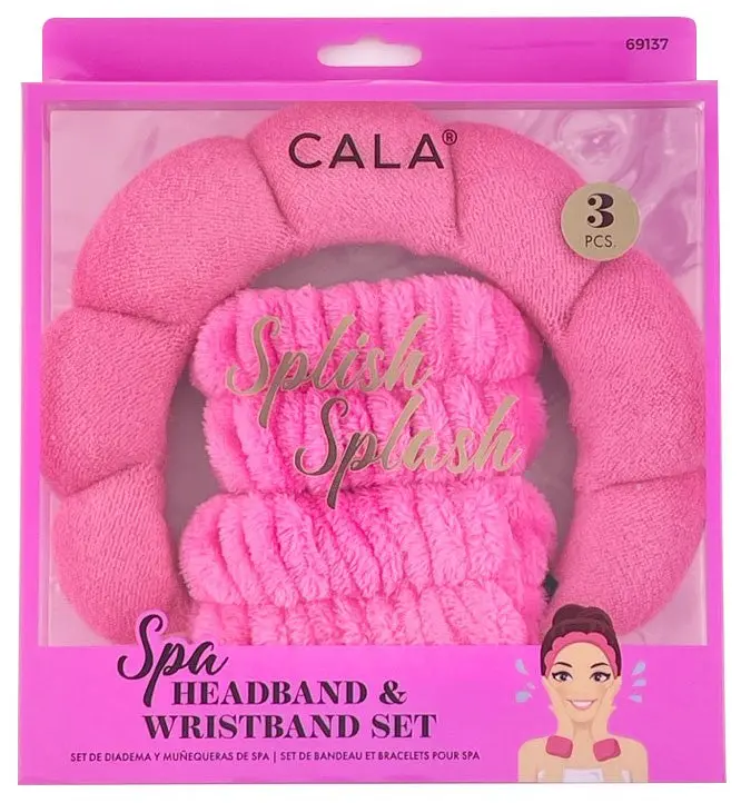 Set Para Skincare Diadema Y Muñequeras Hot Pink - Cala 1